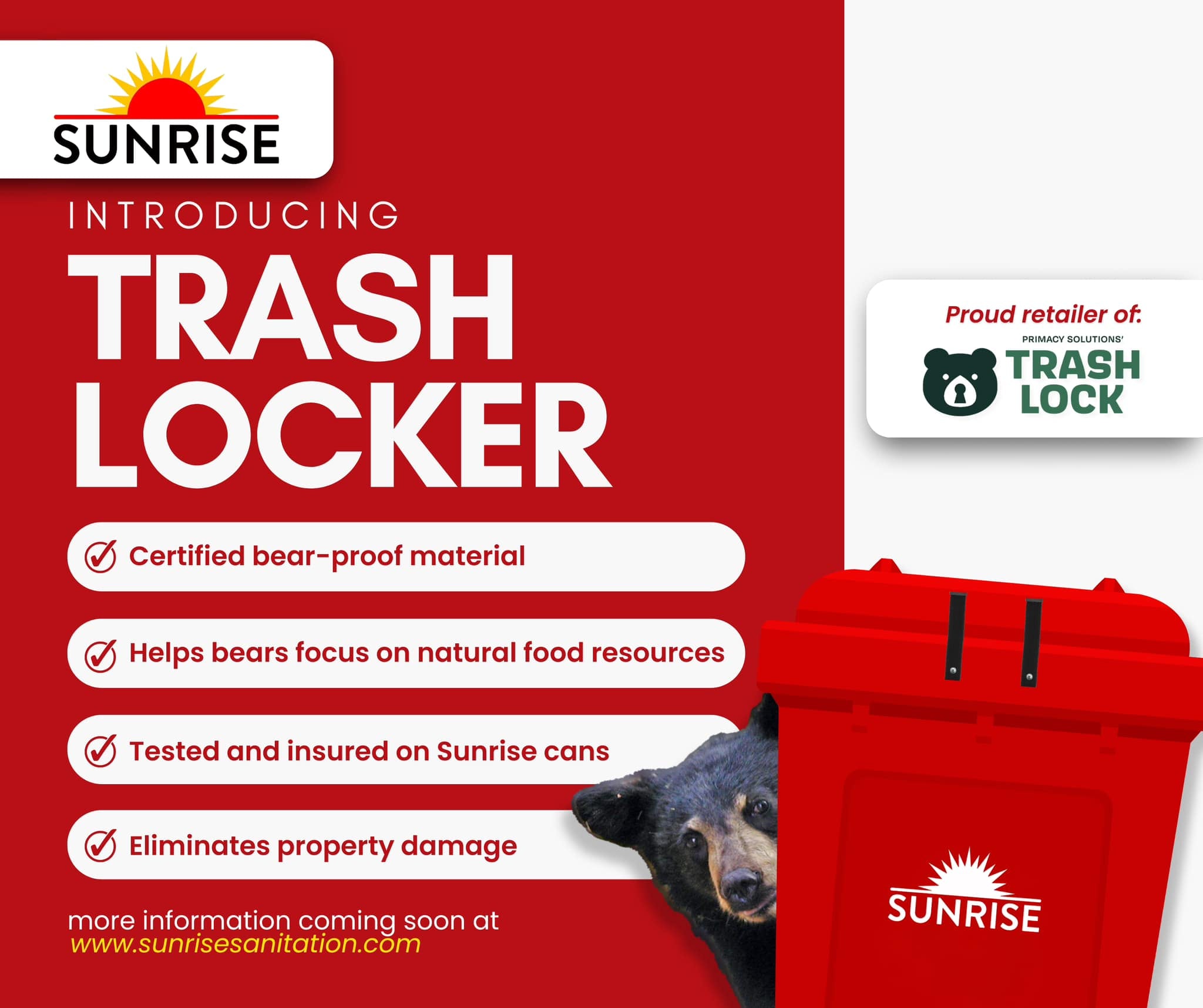 Sunrise Sanitation partners with TrashLockers.com to protect bears and trash